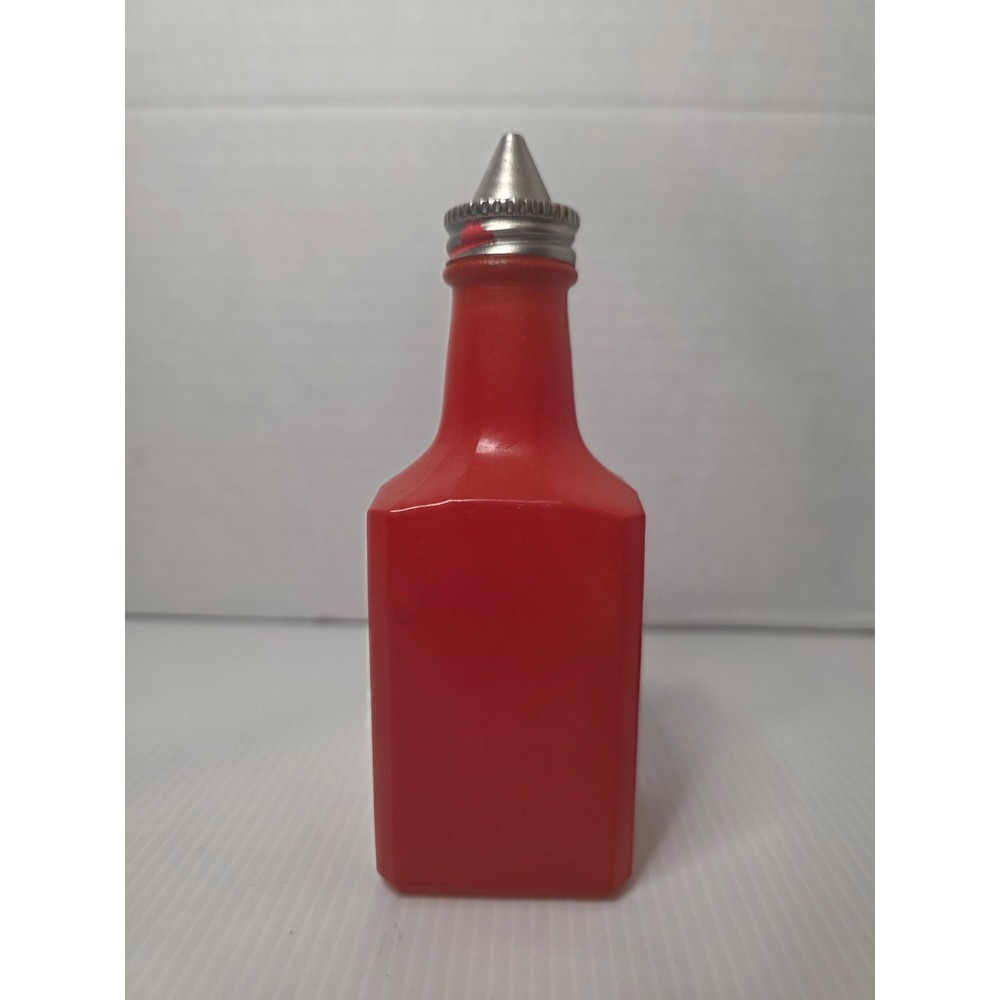 Vintage Gemco Red Glass Cruet Oil Vinegar Bottle Stainless Steel Pourer USA
